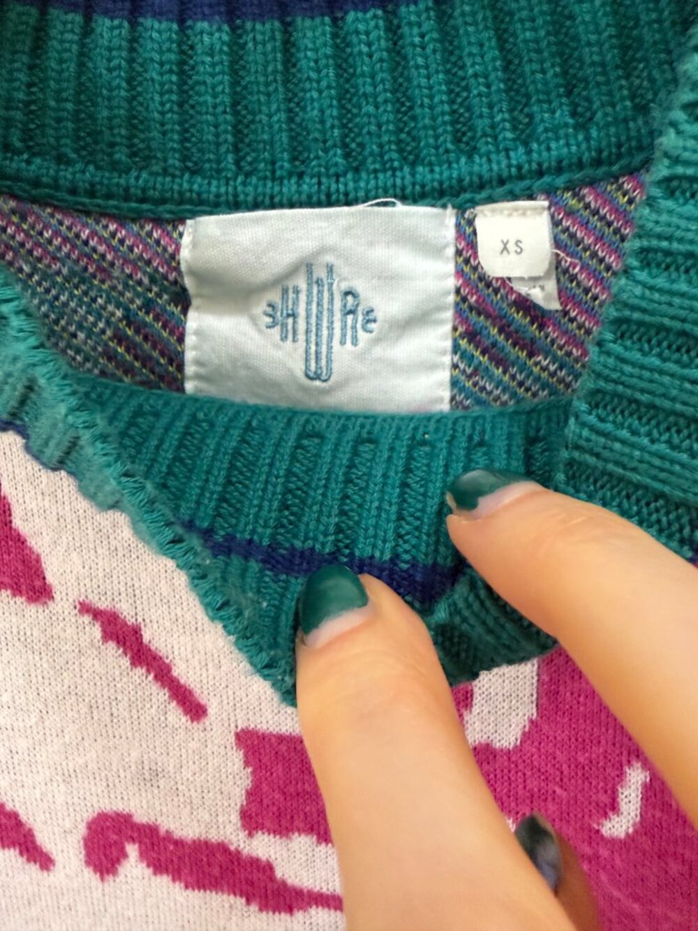 Anthropologie Green Floral Mockneck Sweater - Picture 3 of 5